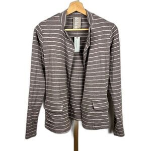 NWT Anthropologie Dolan Striped Knit Blazer Taupe and Cream Sz XSP
